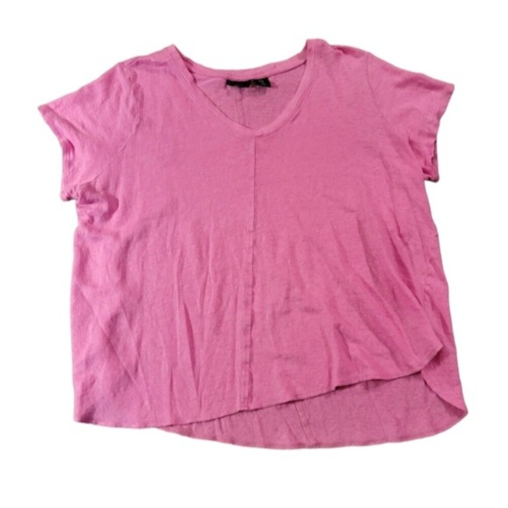 Tahari Pink 100% Linen Top Size 1X